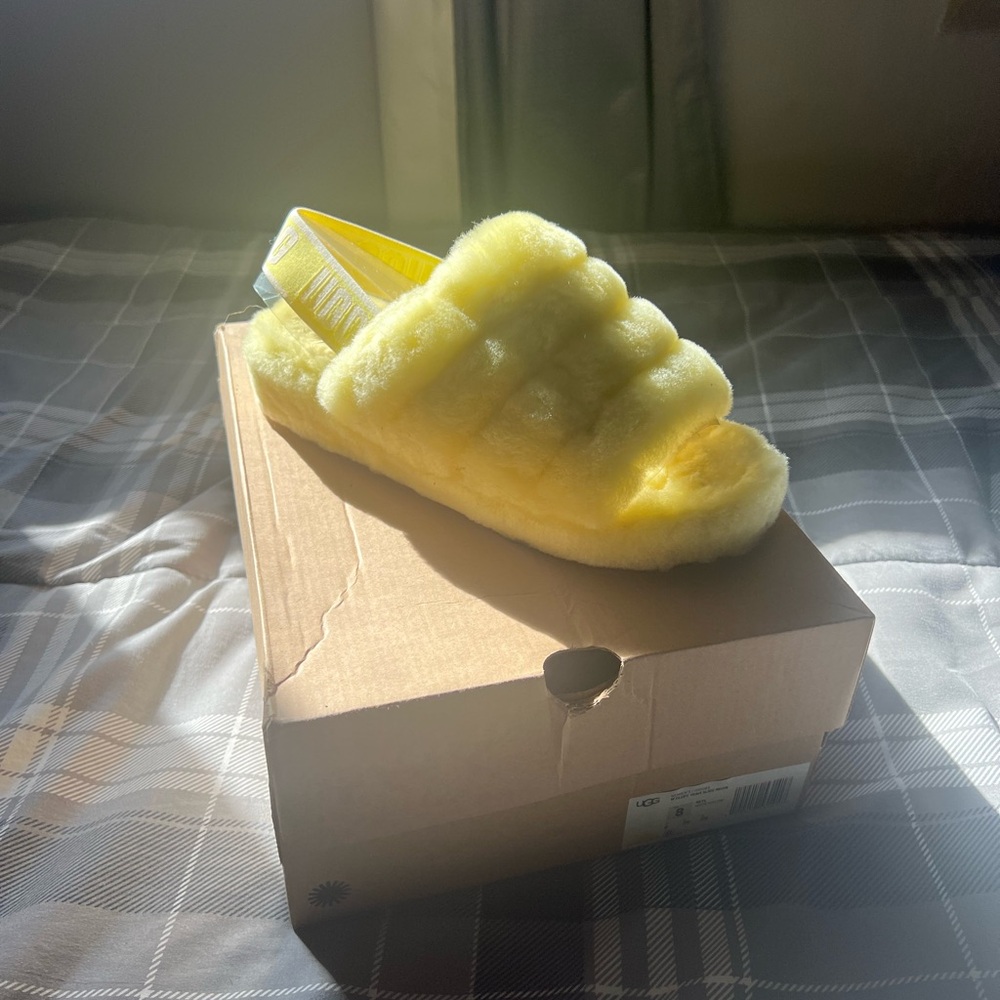 UGG Bright Yellow Fluffy Slippers